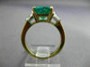 ESTATE LARGE 4.16CT DIAMOND & EMERALD 18K YELLOW GOLD & PLATINUM ENGAGEMENT RING