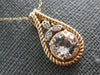 1.27CT DIAMOND & AAA MORGANITE 14KT ROSE GOLD FLOWER FILIGREE TEAR DROP PENDANT