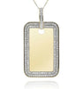 ESTATE 1.45CT DIAMOND 14KT YELLOW GOLD 3D CLASSIC TWO ROW PAVE DOG TAG PENDANT
