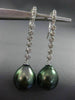 ESTATE LARGE .36CT DIAMOND 18KT WHITE GOLD AAA TAHITIAN PEARL ELONGATED EARRINGS