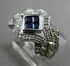 ESTATE WIDE 1.10CT DIAMOND SAPPHIRE 14K WHITE GOLD 3D OPEN FILIGREE PROMISE RING