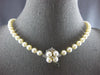LONG .12CT DIAMOND & AAA SOUTH SEA PEARL 14KT WHITE GOLD FLOWER NECKLACE #27926