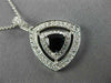 ESTATE LARGE 1.15CT DIAMOND & AAA SAPPHIRE 14K WHITE GOLD 3D DOUBLE HALO PENDANT