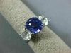 ANTIQUE 5.63CT DIAMOND & AAA SAPPHIRE 14K WHITE GOLD THREE STONE ENGAGEMENT RING