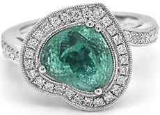 4.56CT DIAMOND & AAA PARAIBA TOURMALINE 18KT WHITE GOLD 3D HALO ENGAGEMENT RING