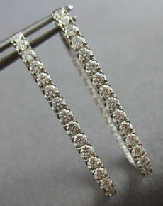 ESTATE LARGE 1.52CT DIAMOND 14K WHITE GOLD INSIDE OUT RECTANGULAR HOOP HANGING EARRINGS