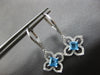 .87CT DIAMOND & AAA BLUE TOPAZ 14KT WHITE GOLD PRINCESS & ROUND HANGING EARRINGS