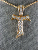 ESTATE SMALL .37CT DIAMOND 18KT ROSE GOLD 3D HANDCRAFTED CROSS PENDANT