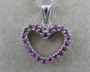 ESTATE PINK SAPPHIRE 14KT WHITE GOLD OPEN HEART PENDANT + CHAIN