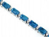 13.85CT DIAMOND & AAA BLUE TOPAZ 14KT WHITE GOLD 3D EMERALD CUT & ROUND BRACELET