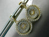 ESTATE .85CT DIAMOND 14K WHITE & YELLOW GOLD 3D CIRCULAR ETOILE HANGING EARRINGS