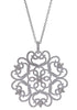 LARGE .27CT DIAMOND 18KT WHITE GOLD MULTI FLOWER OPEN FILIGREE STAR FUN PENDANT