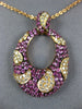 LARGE 2.63CT DIAMOND & AAA PINK SAPPHIRE 18KT ROSE GOLD 3D OVAL LEAF FUN PENDANT