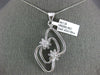 ESTATE LARGE .45CT DIAMOND 18KT WHITE GOLD 3D DOUBLE FLOWER FUN PENDANT