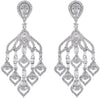 LARGE 2.06CT DIAMOND 18K WHITE GOLD ROUND & BAGUETTE CHANDELIER HANGING EARRINGS