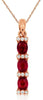 .88CT DIAMOND & AAA RUBY 14KT ROSE GOLD OVAL & ROUND 3 STONE BAR JOURNEY PENDANT