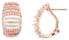WIDE .86CT DIAMOND 14KT ROSE GOLD 3D MULTI ROW SEMI CIRCULAR HANGING EARRINGS