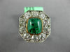 ANTIQUE LARGE 3.80CT DIAMOND & AAA EMERALD PLATINUM 3D OCTAGON ANNIVERSARY RING