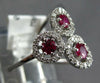 ESTATE 1.57CT DIAMOND & AAA RUBY 14KT WHITE GOLD 3D ROUND HALO FLOWER FUN RING