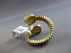LARGE .95CT DIAMOND 14KT YELLOW GOLD CLUSTER DOUBLE SQUARE CRISS CROSS FUN RING