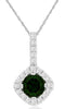 .71CT DIAMOND & AAA RUSSALITE 14KT WHITE GOLD GEOMETRICAL HALO FLOATING PENDANT