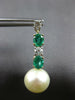 1.88CT DIAMOND AAA EMERALD & SOUTH SEA PEARL 14K 2 TONE GOLD OVAL EARRINGS 27171