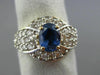 ESTATE WIDE 1.40CT DIAMOND & AAA SAPPHIRE 14K TWO TONE GOLD OVAL ENGAGEMENT RING
