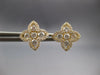 ESTATE LARGE .90CT DIAMOND 14K YELLOW GOLD 3D 4 LEAF CLOVER FLOWER STUD EARRINGS