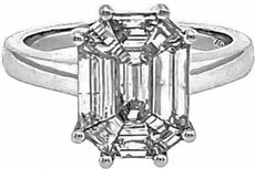 ESTATE 1.26CT DIAMOND 18KT WHITE GOLD BAGUETTE INVISIBLE ASSCHER ENGAGEMENT RING