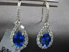 3.99CT DIAMOND & AAA SAPPHIRE 18KT WHITE GOLD 3D OVAL TEAR DROP HANGING EARRINGS