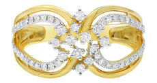 ESTATE .41CT DIAMOND 14KT YELLOW GOLD CRISS CROSS CLUSTER INFINITY FLORAL RING