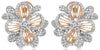 LARGE .95CT DIAMOND 14KT WHITE & ROSE GOLD FLOWER FUN CLIP ON HANGING EARRINGS