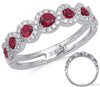 ESTATE .75CT DIAMOND & AAA RUBY 14K WHITE GOLD 3D SEVEN STONE INFINITY LOVE RING