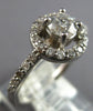 ESTATE 1.34CT DIAMOND 14KT WHITE GOLD 3D ROUND HALO SOLITAIRE ENGAGEMENT RING