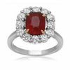 GIA CERTIFIED 4.57CT DIAMOND & AAA RUBY 18KT 2 TONE GOLD FLOWER ENGAGEMENT RING