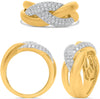 WIDE .72CT DIAMOND 14K YELLOW GOLD MULTI ROW BRAIDED INFINITY LOVE KNOT FUN RING