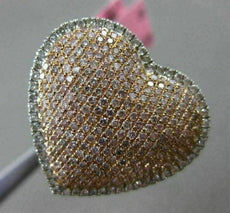 ESTATE MASSIVE 1.81CT DIAMOND 18K WHITE & ROSE GOLD PUFF HEART CLASSIC LOVE RING