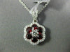 ESTATE .74CT DIAMOND & AAA RUBY 18KT WHITE GOLD CLASSIC FLOWER FLOATING PENDANT