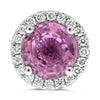 1.39CT DIAMOND & AAA PINK SAPPHIRE 18KT WHITE GOLD 3D ROUND HALO STUD EARRINGS
