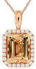 2.30CT DIAMOND & AAA MORAGNITE 14KT WHITE GOLD EMERALD CUT HALO FLOATING PENDANT
