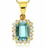 ESTATE 1.07CT DIAMOND & AAA AQUAMARINE 14KT YELLOW GOLD 3D HALO FLOATING PENDANT