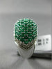 ESTATE LARGE 3.65CT DIAMOND & EMERALD 14K WHITE GOLD MULTI ROW FILIGREE FUN RING