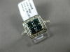 WIDE .88CT WHITE & BLUE DIAMOND 18KT WHITE GOLD 3D SQUARE CLUSTER PROMISE RING