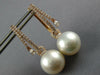 LARGE .79CT DIAMOND & SOUTH SEA PEARL 18KT ROSE GOLD TEAR DROP HANGING EARRINGS