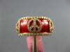 WIDE 1.40CT DIAMOND & RED ENAMEL 18K ROSE GOLD 3D MULTI PEACE SIGN ETERNITY RING