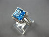LARGE 3.5CT DIAMOND & AAA BLUE TOPAZ 14KT WHITE GOLD HALO FRIENDSHIP LOVE RING
