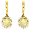 2.09CT DIAMOND & AAA OPAL 14KT YELLOW GOLD 3D ROUND BAGUETTE & CUSHION EARRINGS
