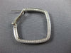 ESTATE LARGE .81CT DIAMOND 18KT WHITE GOLD SQUARE HOOP CLIP ON HANGING EARRINGS