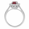 GIA CERTIFIED 2.46CT DIAMOND & AAA RUBY 18K WHITE GOLD OVAL HALO ENGAGEMENT RING
