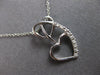 ESTATE .03CT DIAMOND 14KT WHITE GOLD 3D DOUBLE HEART LOVE FLOATING PENDANT